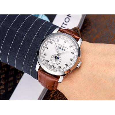 Replica Traditionnelle A21j Automatic Movement Mens Watch White Dial Leather Strap A E45