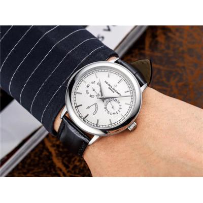 Replica Traditionnelle A21j Automatic Movement Mens Watch Black Dial Leather Strap E48