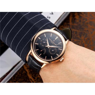 Replica Traditionnelle A21j Automatic Movement Mens Watch Black Dial Leather Strap E48