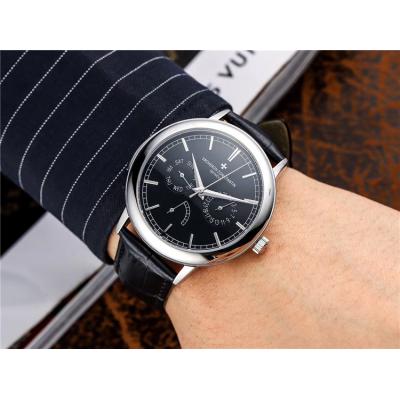 Replica Traditionnelle A21j Automatic Movement Mens Watch Black Dial Leather Strap E48