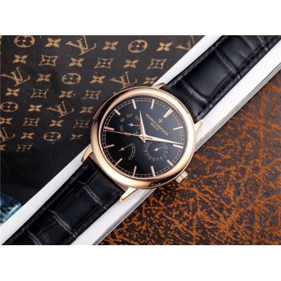 Replica Traditionnelle A21j Automatic Movement Mens Watch Black Dial Leather Strap E48