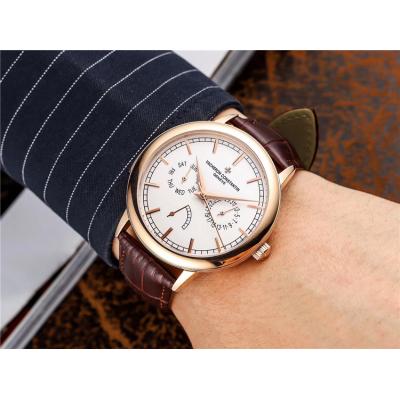 Replica Traditionnelle A21j Automatic Movement Mens Watch Black Dial Leather Strap E48