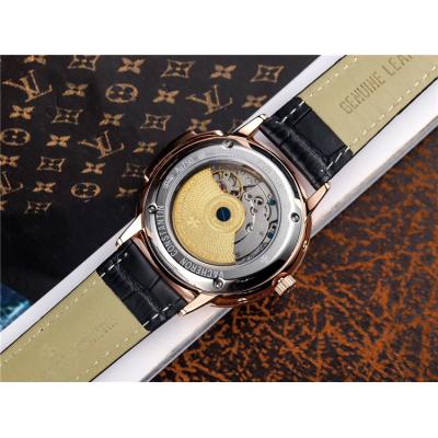 Replica Traditionnelle A21j Automatic Movement Mens Watch Black Dial Leather Strap E48