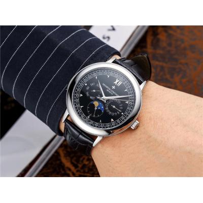 Replica Traditionnelle A21j Automatic Movement Mens Watch Black Dial Leather Strap E49