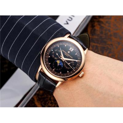 Replica Traditionnelle A21j Automatic Movement Mens Watch Black Dial Leather Strap E49