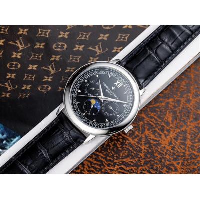 Replica Traditionnelle A21j Automatic Movement Mens Watch Black Dial Leather Strap E49