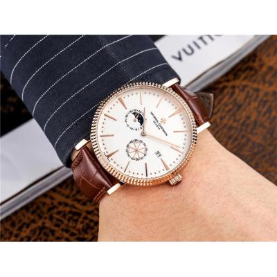 Replica Patrimony A21j Automatic Movement Mens Watch White Dial Leather Strap E53