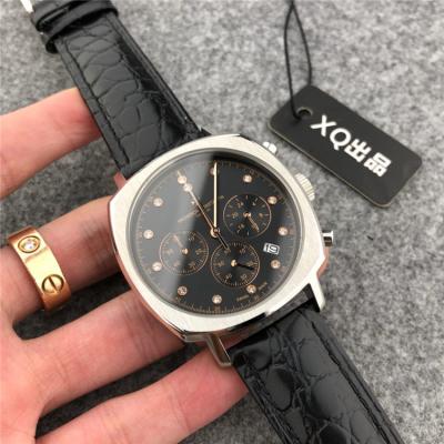 Replica Harmony Japan Quartz Movement Mens Watch Black Dial Leather Strap E54