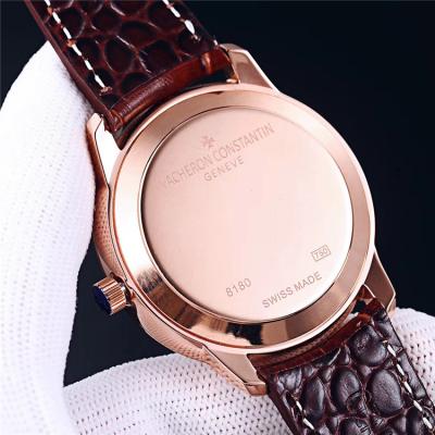 Replica Patrimony A2824 Automatic Movement Mens Watch White Dial Leather Strap E69