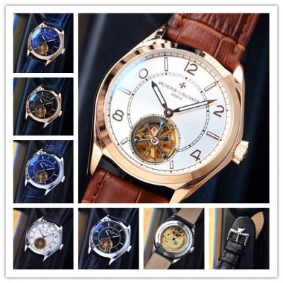 Replica Fiftysix A21j Automatic Movement Mens Watch White Tourbillon Dial Leather Strap E83