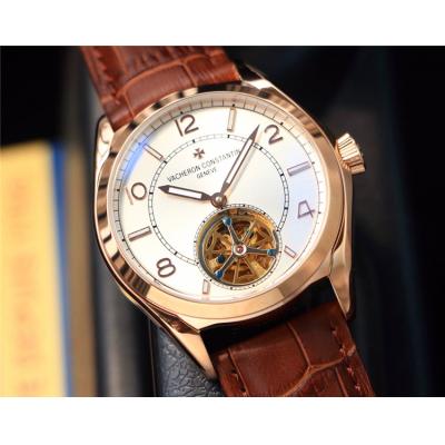 Replica Fiftysix A21j Automatic Movement Mens Watch White Tourbillon Dial Leather Strap E83