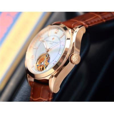 Replica Fiftysix A21j Automatic Movement Mens Watch White Tourbillon Dial Leather Strap E83