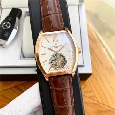 Replica Malte A21j Automatic Movement Mens Watch White Tourbillon Dial Leather Strap A E101