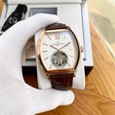 Replica Malte A21j Automatic Movement Mens Watch White Tourbillon Dial Leather Strap A E101