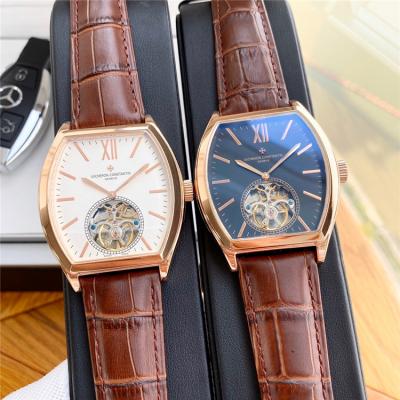 Replica Malte A21j Automatic Movement Mens Watch White Tourbillon Dial Leather Strap A E101