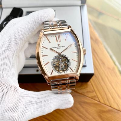 Replica Malte A21j Automatic Movement Mens Watch White Tourbillon Dial Two Tone Rose Gold B E101