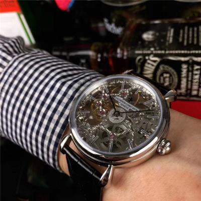 Replica Les Cabinotiers A21j Automatic Movement Mens Watch Skeleton Dial Diamonds Case Leather Strap E106