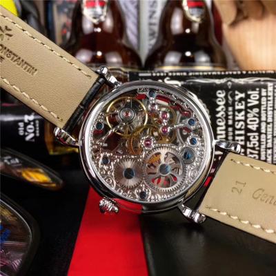 Replica Les Cabinotiers A21j Automatic Movement Mens Watch Skeleton Dial Diamonds Case Leather Strap E106