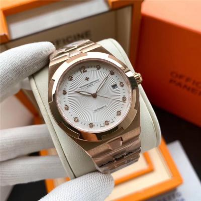 Replica Overseas A2813 Automatic Movement Mens Watch White Dial Rose Gold E114