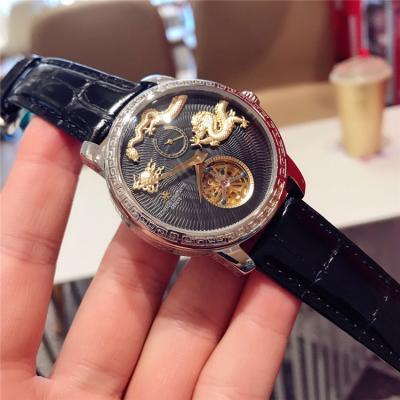 Replica Traditionnelle A21j Automatic Movement Mens Watch Black Tourbillon Dial Leather Strap A E117