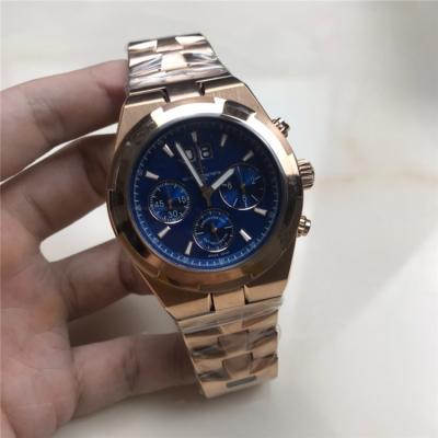 Replica Overseas Japan Quartz Chronograph Movement Mens Watch Blue Dial Stainless Steel E119