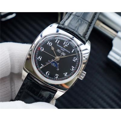 Replica Harmony A2824 Automatic Movement Mens Watch Black Dial Leather Strap E122