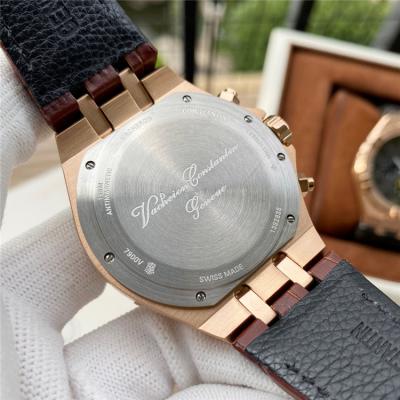 Replica Overseas A21j Automatic Movement Mens Watch Black Dial Leather Strap A E123