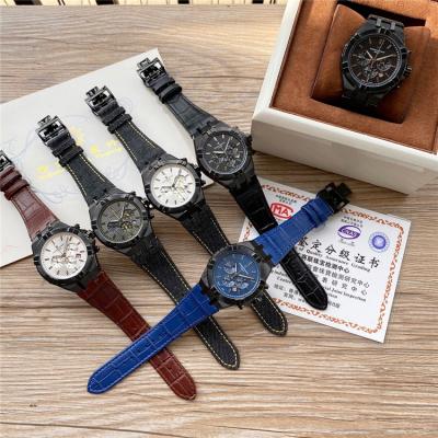 Replica Overseas A21j Automatic Movement Mens Watch Black Dial Leather Strap A E123