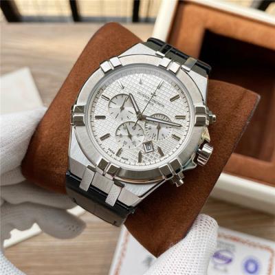 Replica Overseas A21j Automatic Movement Mens Watch Gray Dial Leather Strap B E123