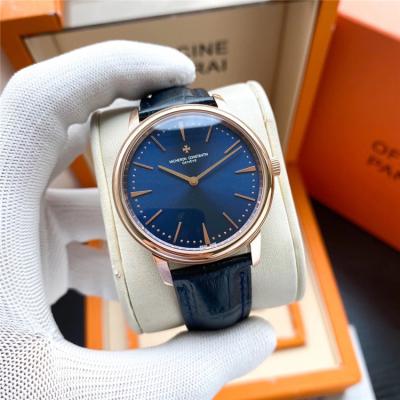 Replica Patrimony Japan Miyota 8215 Automatic Movement Mens Watch Blue Dial Leather Strap B E126