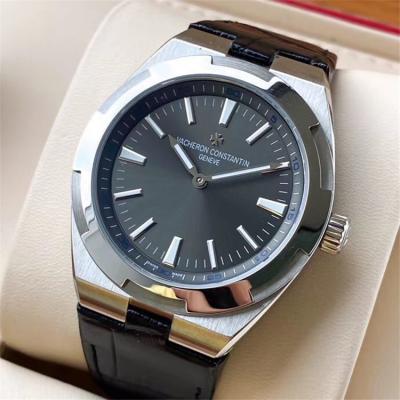 Replica Overseas A21j Automatic Movement Mens Watch Gray Dial Leather Strap B E128