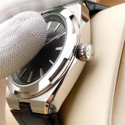 Replica Overseas A21j Automatic Movement Mens Watch Gray Dial Leather Strap B E128