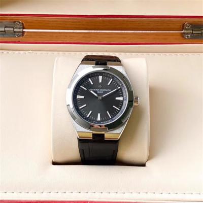 Replica Overseas A21j Automatic Movement Mens Watch Gray Dial Leather Strap B E128