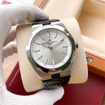 Replica Overseas A21j Automatic Movement Mens Watch Gray Dial Leather Strap B E128