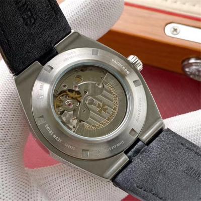 Replica Overseas A21j Automatic Movement Mens Watch Gray Dial Leather Strap B E128