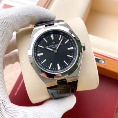 Replica Overseas A21j Automatic Movement Mens Watch Gray Dial Leather Strap B E128