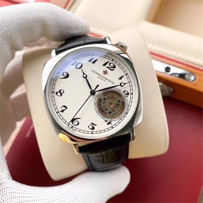 Replica Harmony A21j Automatic Movement Mens Watch White Tourbillon Dial Leather Strap A E130