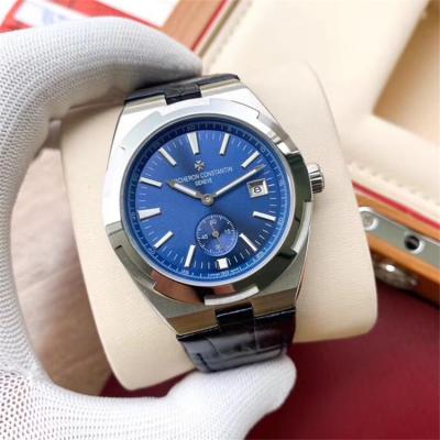 Replica Overseas A21j Automatic Movement Mens Watch Silver Dial Leather Strap E132