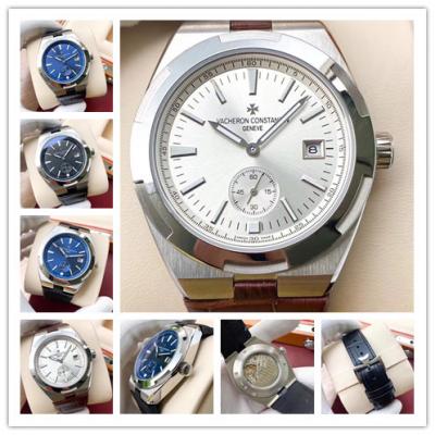 Replica Overseas A21j Automatic Movement Mens Watch Silver Dial Leather Strap E132