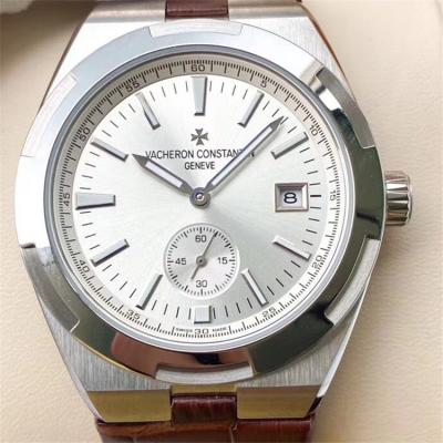 Replica Overseas A21j Automatic Movement Mens Watch Silver Dial Leather Strap E132