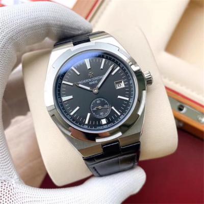 Replica Overseas A21j Automatic Movement Mens Watch Silver Dial Leather Strap E132