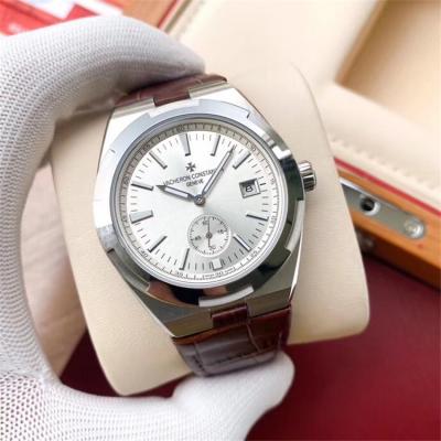 Replica Overseas A21j Automatic Movement Mens Watch Silver Dial Leather Strap E132