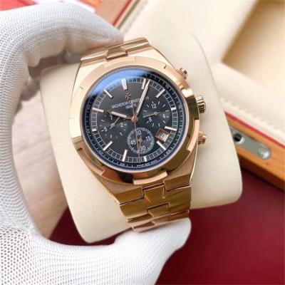 Replica Overseas A21j Automatic Movement Mens Watch Black Dial Rose Gold E133