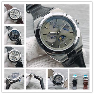 Replica Overseas A21j Automatic Movement Mens Watch Gray Dial Leather Strap B E153