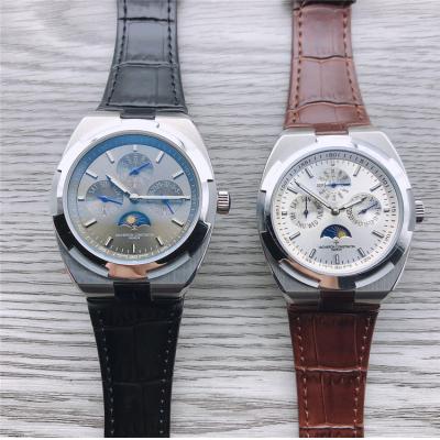 Replica Overseas A21j Automatic Movement Mens Watch Gray Dial Leather Strap B E153