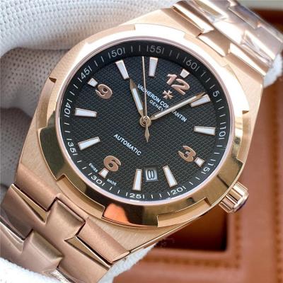 Replica Overseas A2813 Automatic Movement Mens Watch Black Dial Rose Gold A E159