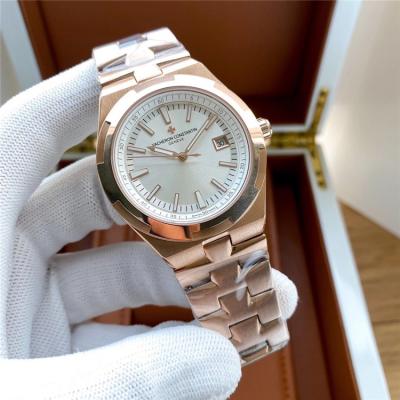 Replica Overseas A2813 Automatic Movement Mens Watch Silver Dial Rose Gold C E159