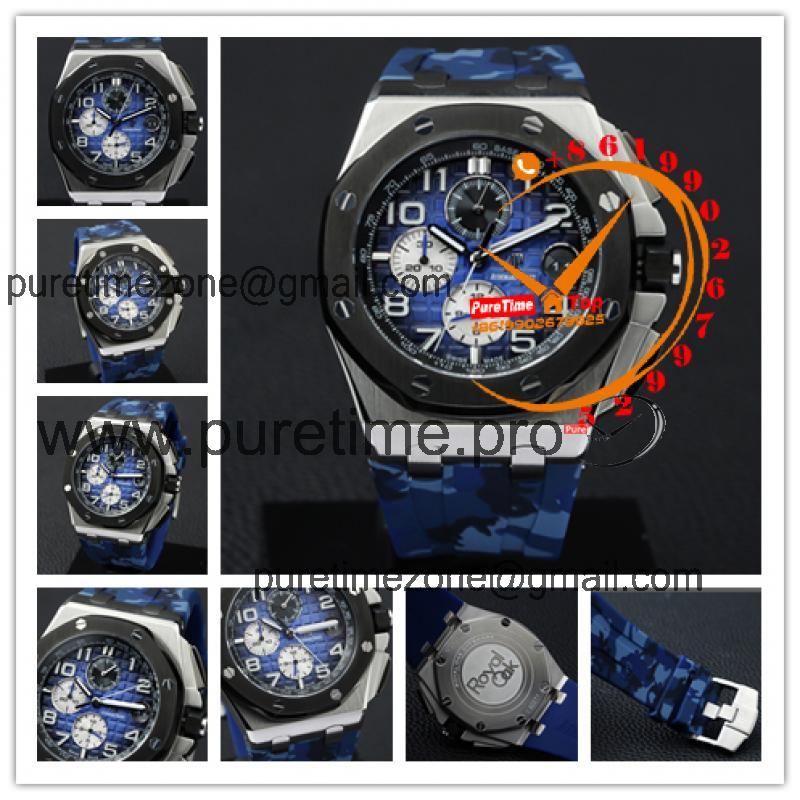 Z18A 26400 Royal Oak Offshore Miyota Quartz Chronograph D-Blue Dial Camouflage Rubber Stopwatch 12 Styles