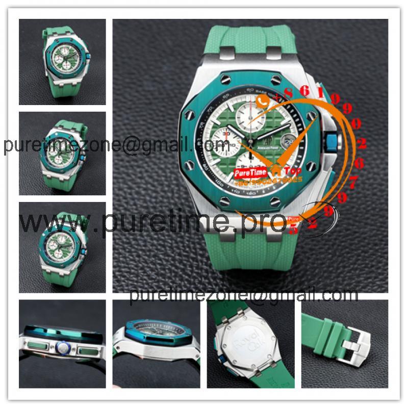 Z18C 26400 Royal Oak Offshore Miyota Quartz Chronograph Green Dial Green Rubber 12 Styles