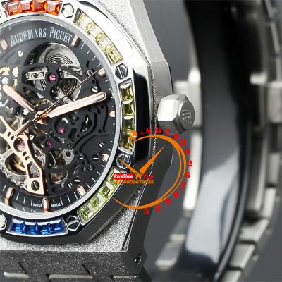 Z01 Royal Oak 15407 Rainbow Diamond Bezel Skeleton Dial Stainless Steel Bracelet 20 styels